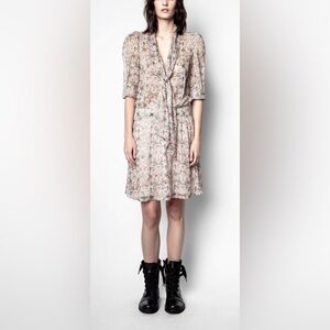 Zadig & Voltaire Rewel Mousseline  Mini Kaleido Floral Beaded Dress XS
